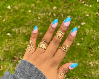 Pink And Blue Nails Etsy