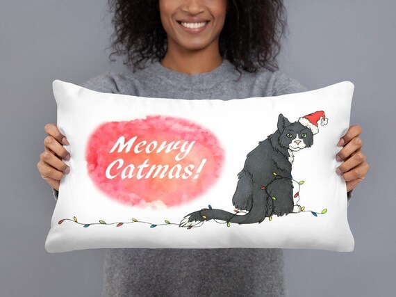 holiday cat pillow