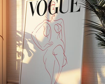 Vintage Vogue IV Line Art Print, Picasso Inspired Woman Portrait, Abstract Fashion Cover Wall Art