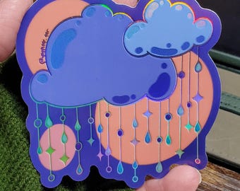 Rainy Dream Holographic Sticker: Scratch & Water Resistant Vinyl