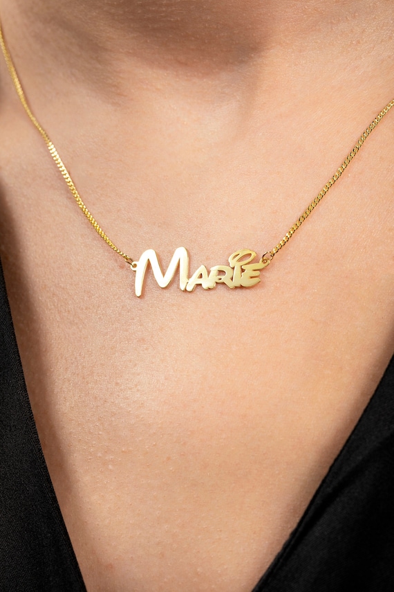 14k Gold Name Necklace Name Necklace Gold Name Necklace Etsy