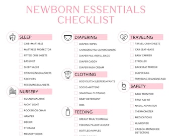 Baby Essentials Checklist Printable Pink | Newborn Essentials | Nursery Checklist | Baby Registry Checklist | Instant Download