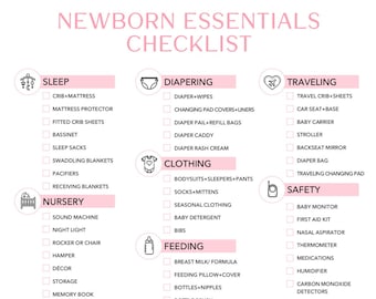 Baby Essentials Checklist Printable Pink Newborn Essentials Nursery  Checklist Baby Registry Checklist Instant Download 