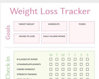 Weight Loss Tracker Fitness Goals Planner Fitness Planner - Etsy