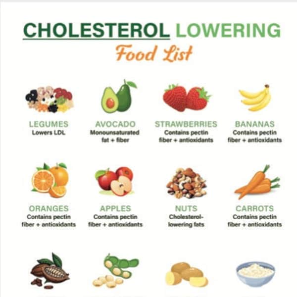 High Cholesterol Food Chart Etsy