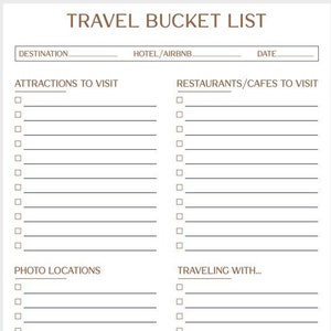 Travel Bucket List Planer | Compatible with Goodnotes, Notability etc | Printable