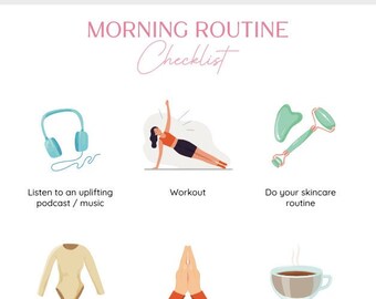 Self Care Morning Routine  Printable | Self Love Worksheet | Mental Health Worksheet | Personal Growth Worksheet | Instant Download