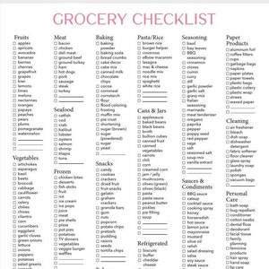 Grocery List Food Shopping List Printable, Digital Grocery List ...
