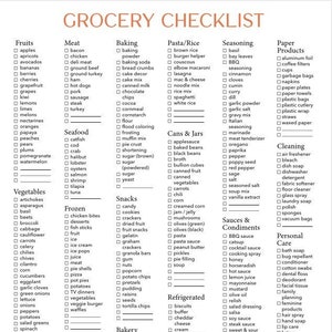 Grocery List Food Shopping List Printable Digital - Etsy