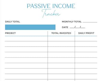 Passive Income Tracker Printable |Income Sheet |Budget Planning |Income Tracker |Financial Planning |Side Hustle Tracker |Instant Download