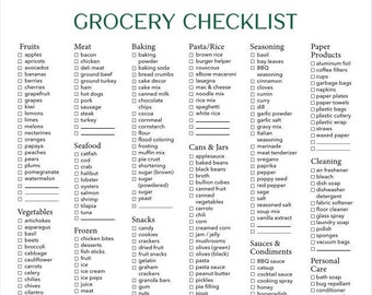 Grocery List | Food Shopping List | Printable, Digital | Grocery List Template | Compatible with Goodnotes, Notability | Digital, PDF