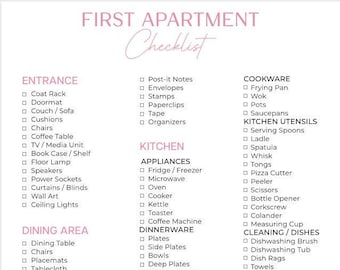 First Apartment Checklist | New Home Checklist | New Home Essentials Checklist | Instant Download | PDF