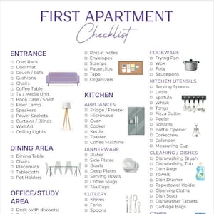 First Apartment Checklist | New Home Checklist | New Home Essentials Checklist | Instant Download | PDF