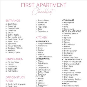 First Apartment Checklist | New Home Checklist | New Home Essentials Checklist | Instant Download | PDF