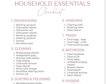 Household Essentials Checklist | House Planner | Home Management | Household Planner | Household Management Planner | Instant Download