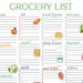 Grocery List Template Food Shopping List Editable Grocery List Digital ...