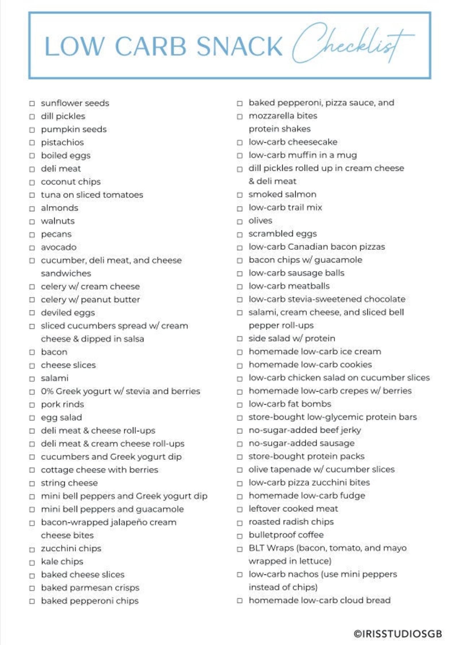 Low Carb Snack List Printable Low Carb Meal Planner Low Carb Food Low Carb Snack List Printable Low Carb Meal Planner Low Carb Food