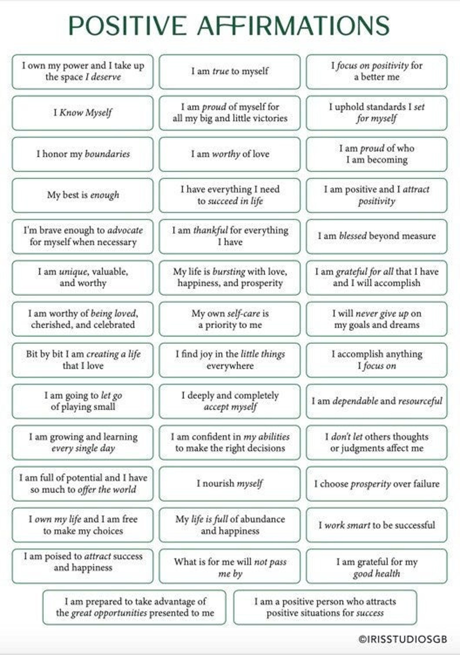 Positive Affirmations for Peace, Love, Joy and Success Digital Template ...