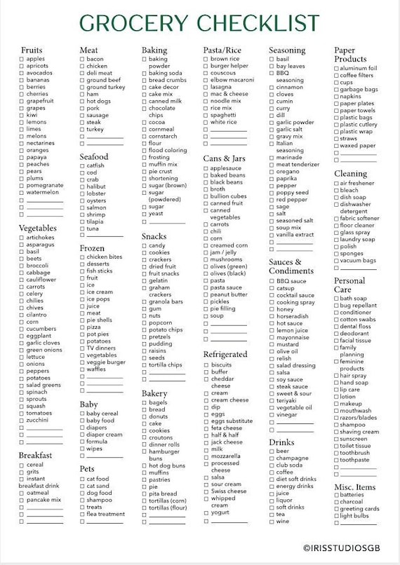 Grocery List Food Shopping List Printable Digital Etsy grocery-list-food-shopping-list-printable-digital-etsy