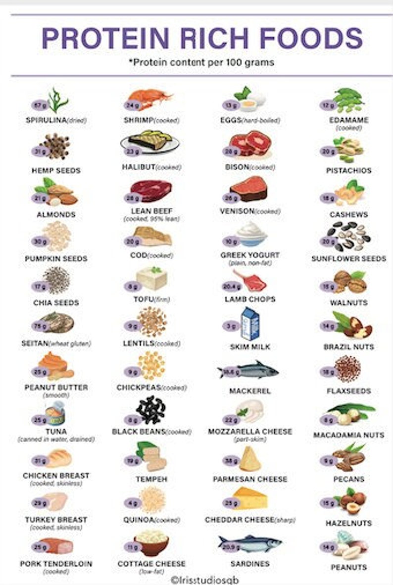 High Protein Foods Chart Protein Rich Foods Meal Planner Keto Food List ...