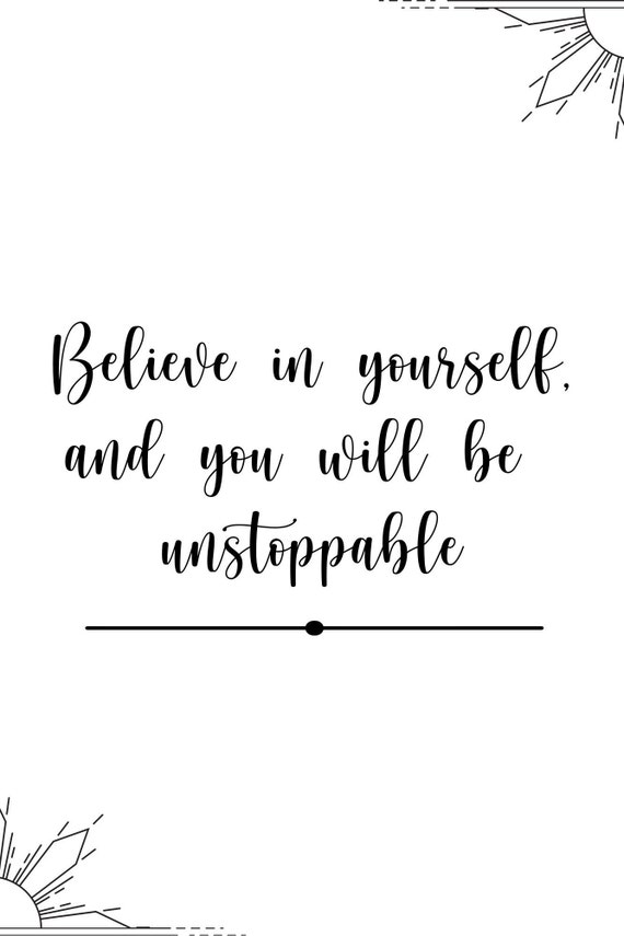 Believe in Yourself Daily Mantra Print, Minimalist Typography Poster Modern Decor Vision Art, Unstoppable Wall Board Wall Art, Quote - Art Etsy
