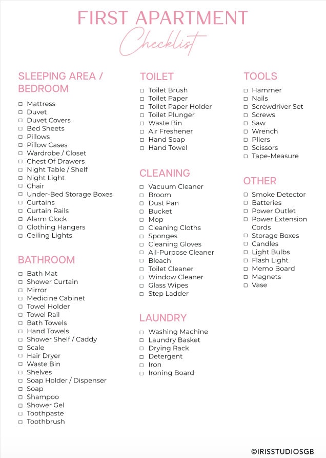 first apartment checklist｜TikTok Search
