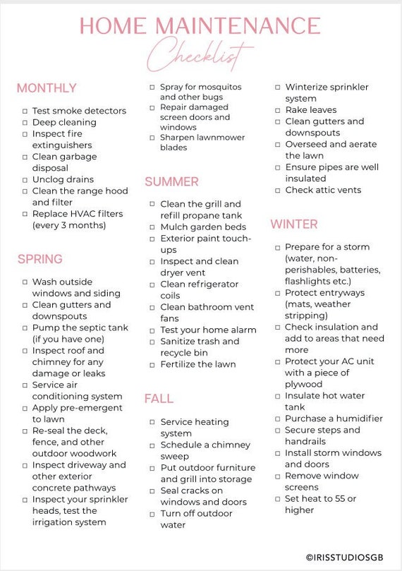 New Home Survival List  New home checklist, Home maintenance, New homes