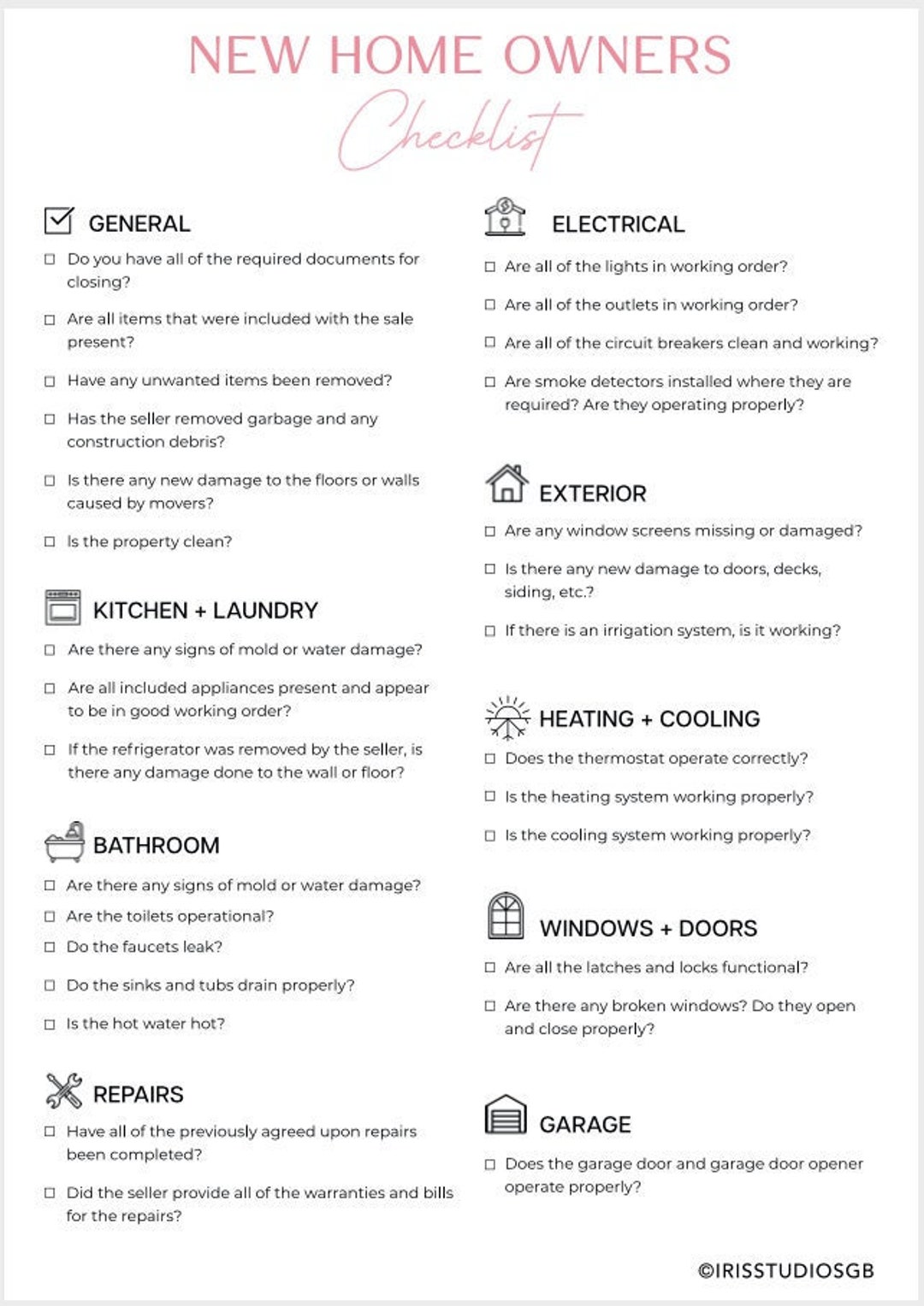 New Homeowners Checklist Instant Download - Etsy