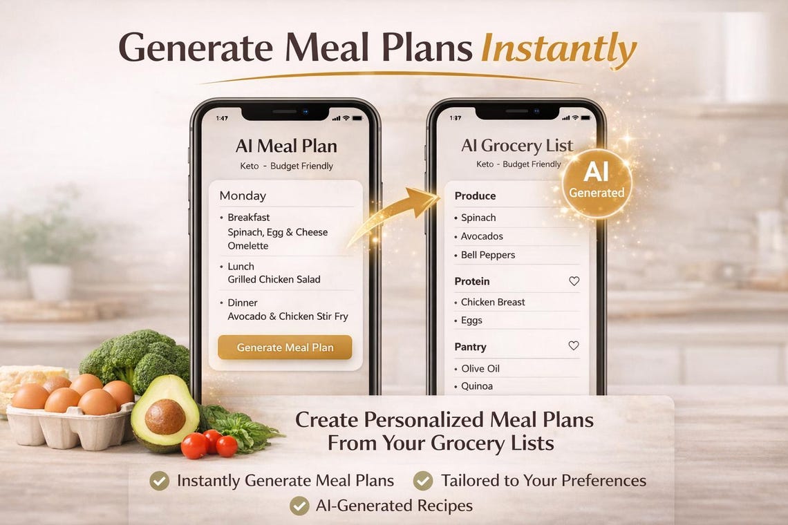 Meal Planner and Grocery List Generator | Editable Grocery List ...