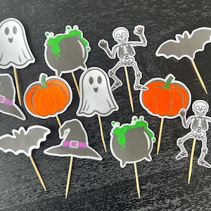Set of 12 Decorative Halloween Cupcake Toppers
