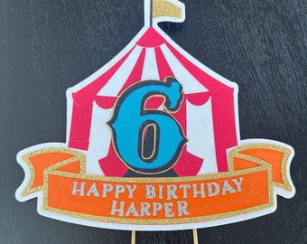 Gepersonaliseerde circusverjaardagstaarttopper