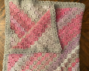 Grey and Grape Baby Blanket