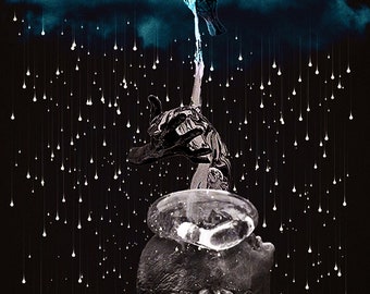 Raindrops Falling Art Print, Sci-Fi Fantasy Decor