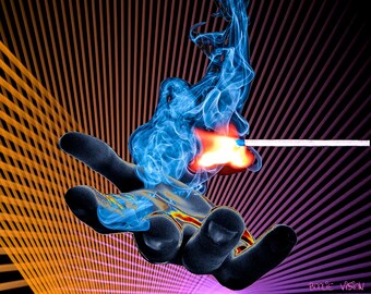 It's Lit Art Print, Hand with Fire, 2D Digital Decor