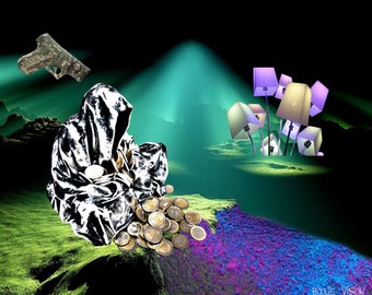 Vaporwave Art Print, Greed, Money, 8x10 11x14 16x20 (Digital Art)