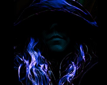 Hooded Blue Art Print, Goth Home Decor