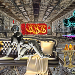 Warehouse Photo Shoot Print, 2D Art, Decor, Digital Art Print, Digital Art Poster, Sci Fi, Robot