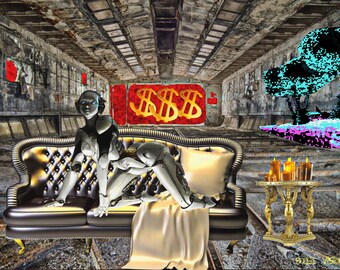 Robot Glamour Shot Print, Sci-Fi Digital Art Poster
