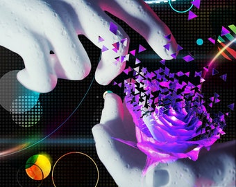 Fading Flower Vaporwave Art Print