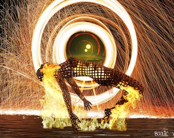 Impressão artística Lady On Fire, decoração de parede digital 2D (download digital)