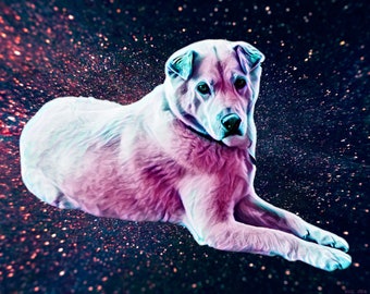 Custom Pet Portrait, Digital Art Print on Canvas, Pet Memorial Gift