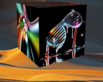 Neon Desert Cube Art Print, Gloss Paper