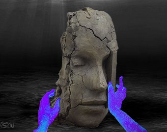 Underwater Ruins Art Print, Sci-Fi Decor