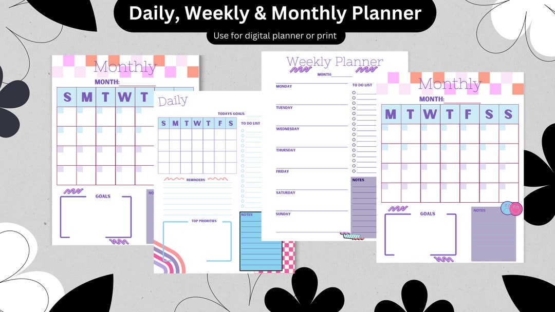 90s Theme Digital Planner Bundle Goodnotes/printable Daily, Weekly ...