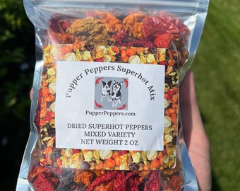 SMOKED Super Hot Dried Peppers - Smoke with fruitwood mix - 1 ounce - Quality Clean Peppers, Pepper Spices, Pepper Seasoning, Cooking Spices