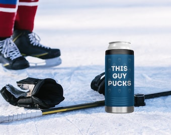 This Guy Pucks - Hockey Gift Tumbler - 12oz Cozie Insulated Tumbler