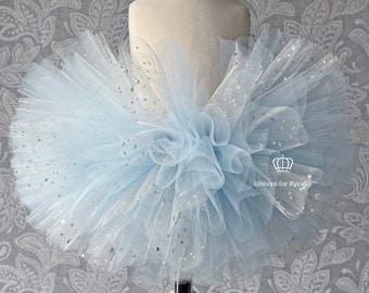 Baby Kids Toddler Tutu Skirt Cake Smash Light Baby Blue Silver Sparkly Birthday Party Christmas Princess  First Birthday Puffball UK Seller