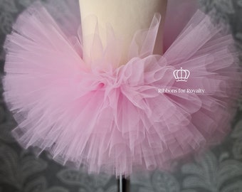 Baby Kids Toddler Children's Puffball Tutu Skirt Cake Smash Blush Mid Medium Baby Pink Flowergirl Princess First Birthday Easter UK Seller