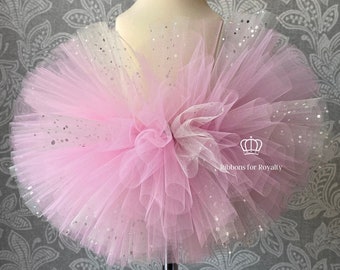 Baby Kids Toddler Childrens Tutu Skirt Cake Smash Mixed Light Pink Silver Sparkly Flowergirl Princess Birthday Puffball UK Seller
