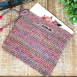 Crochet Book Cover with Handle, Bible Cover, Book Sleeve, E-Reader Cover, Device Cover, Handmade Crochet,  Book Lover Gift, Crochet Purse